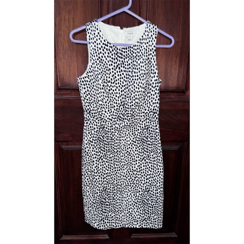 J. Crew Women's Dalmatian Print Shift Dress Black‎ & White Size 6 Sleeveless